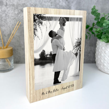 Personalised Freestanding One Photo Giant Wooden Block (21cm x 15cm) - Portrait