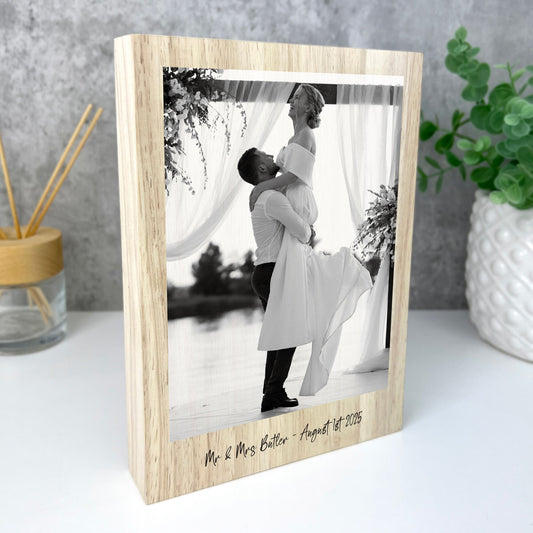 Personalised Freestanding One Photo Giant Wooden Block (21cm x 15cm) - Portrait
