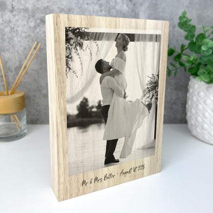 Personalised Freestanding One Photo Giant Wooden Block (21cm x 15cm) - Portrait