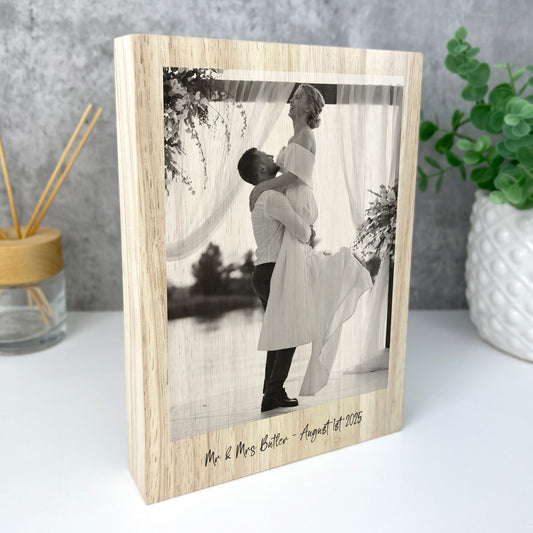 Personalised Freestanding One Photo Giant Wooden Block (21cm x 15cm) - Portrait