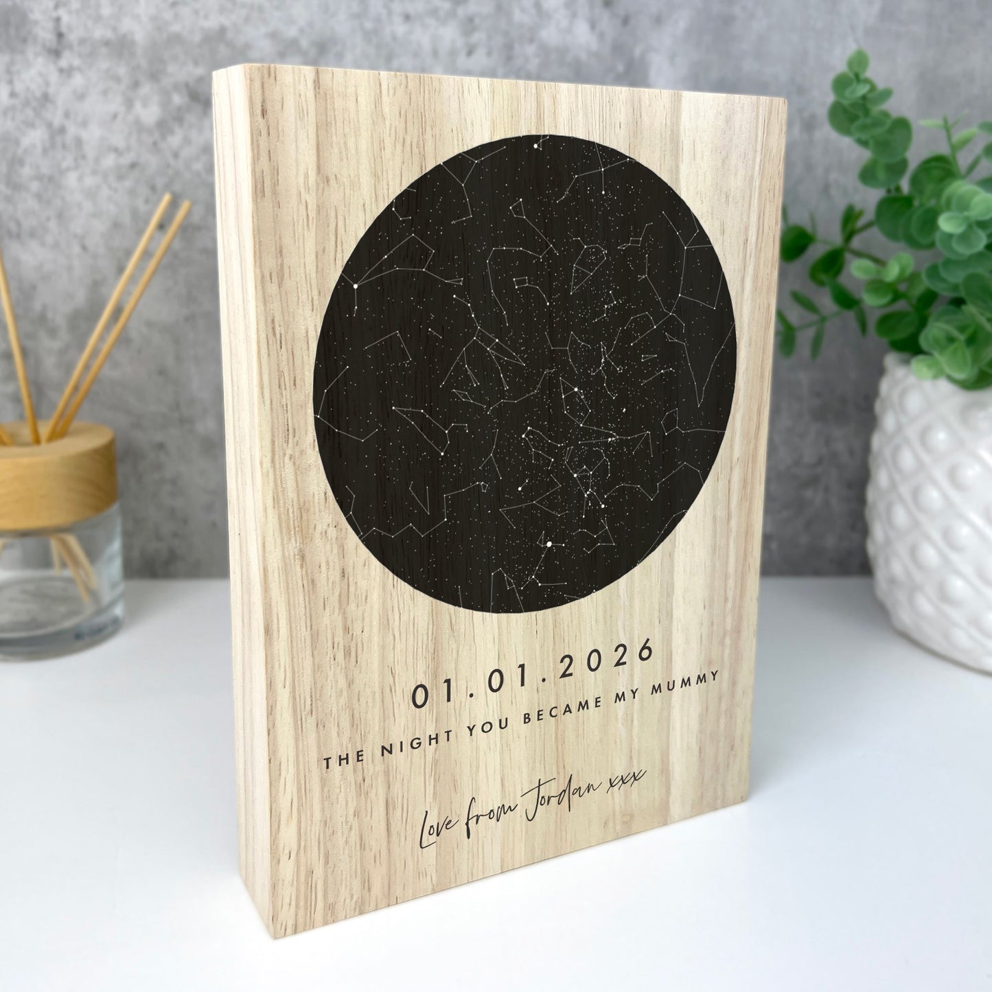 Personalised Freestanding Star Constellation Giant Wooden Block (21cm x 15cm)