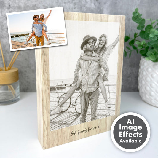 Personalised Giant Wooden Block Gift with AI Photo Effects