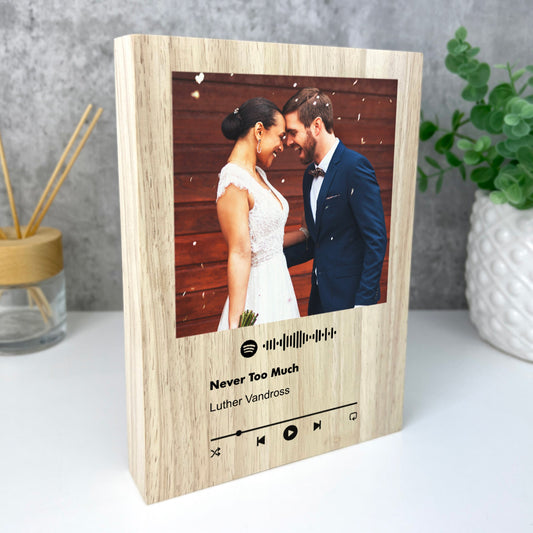 Personalised Freestanding Our Song Photo Giant Wooden Block (21cm x 15cm)