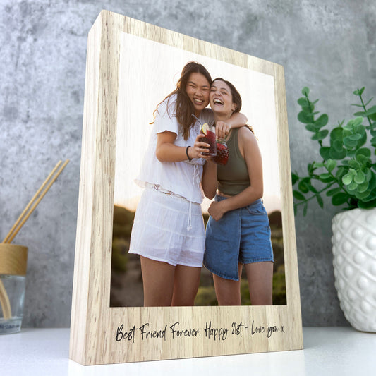 Personalised Freestanding One Photo Giant Wooden Block (21cm x 15cm) - Portrait