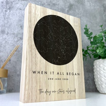 Personalised Freestanding Star Constellation Giant Wooden Block (21cm x 15cm)