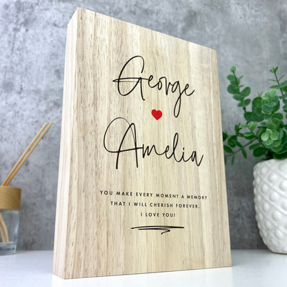 Personalised Couples Names Giant Wooden Block (21cm x 15cm)