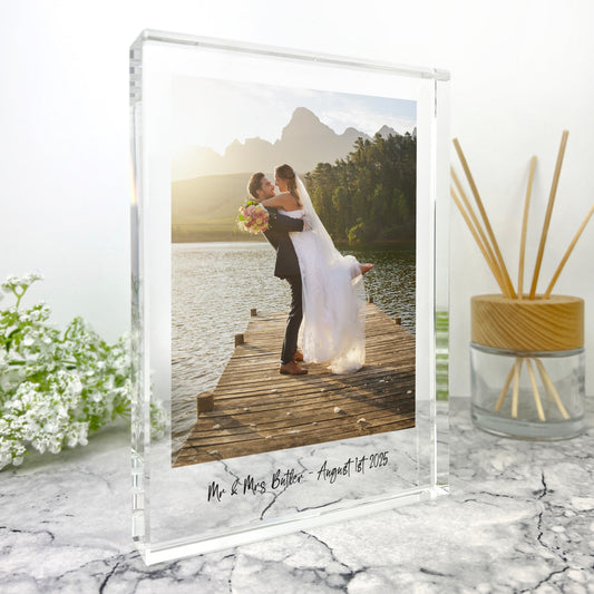 Personalised Large (19.5cm x 14cm) Freestanding One Photo Crystal Block - Portrait