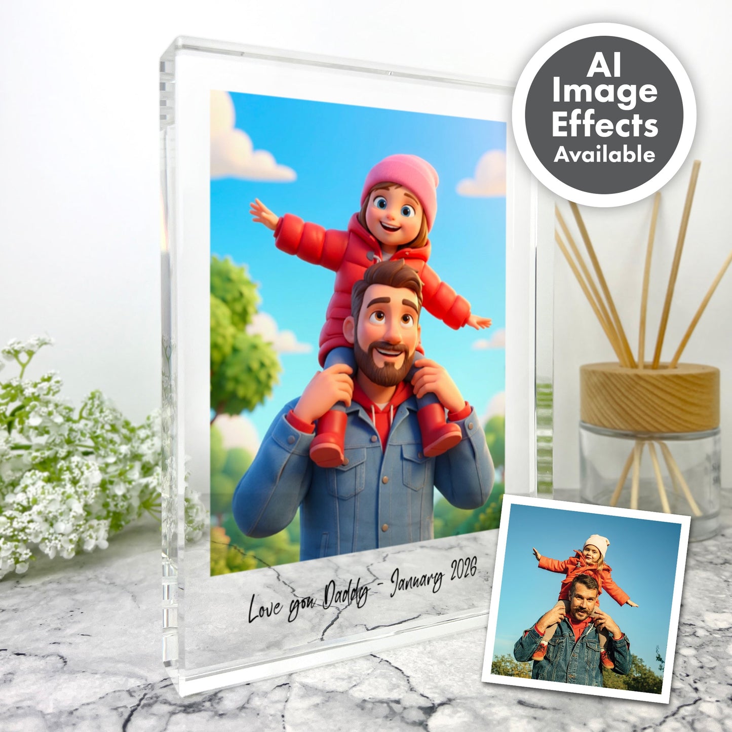 Personalised Giant Crystal Block Gift with AI Photo Effects