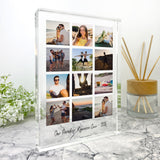 Personalised Large (19.5cm x 14cm) Freestanding Twelve Photo Grid Crystal Block - Portrait