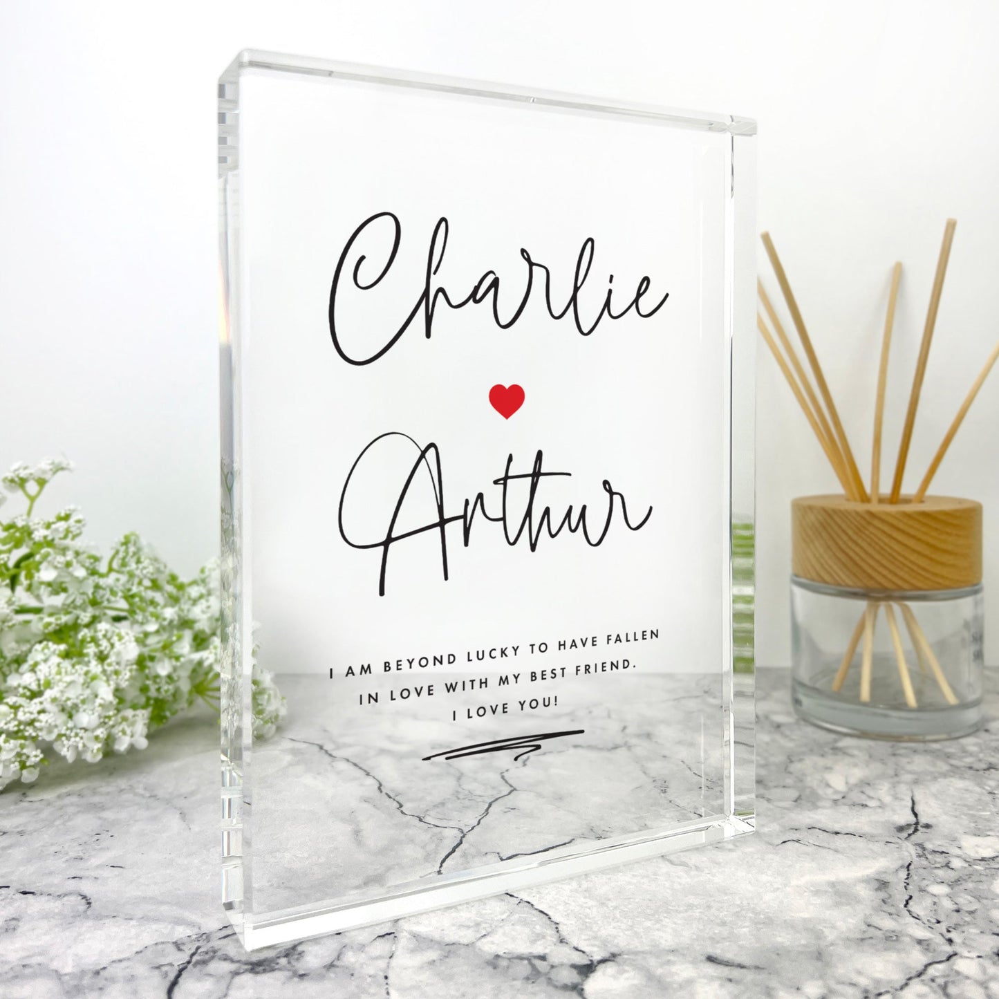 Personalised Couples Names Giant Crystal Block (19.5cm x 14cm)