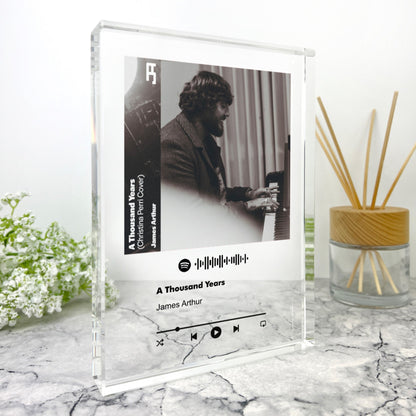 Personalised Freestanding Our Song Photo Giant Crystal Block (19.5cm x 14cm)