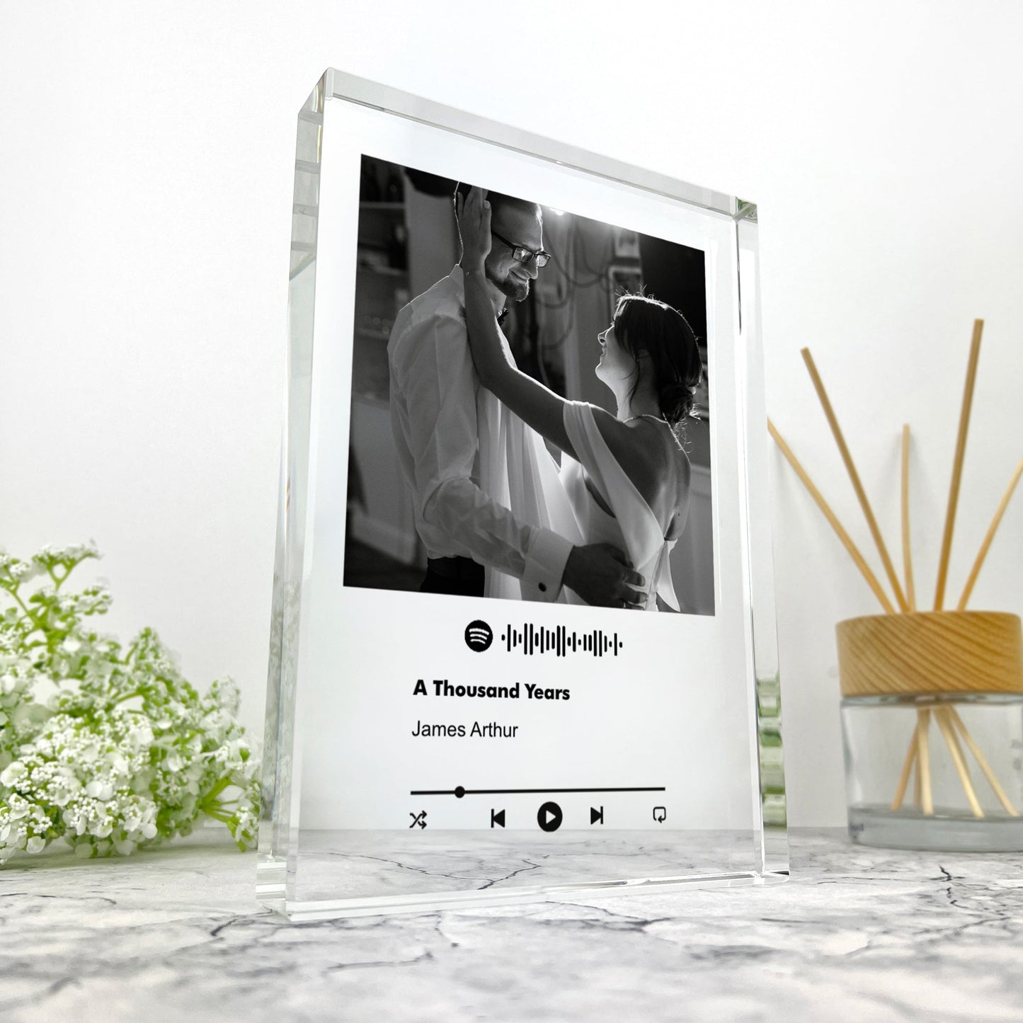 Personalised Freestanding Our Song Photo Giant Crystal Block (19.5cm x 14cm)