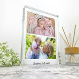 Personalised Large (19.5cm x 14cm) Freestanding Two Photos Crystal Block - Portrait