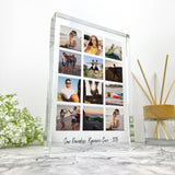 Personalised Large (19.5cm x 14cm) Freestanding Twelve Photo Grid Crystal Block - Portrait