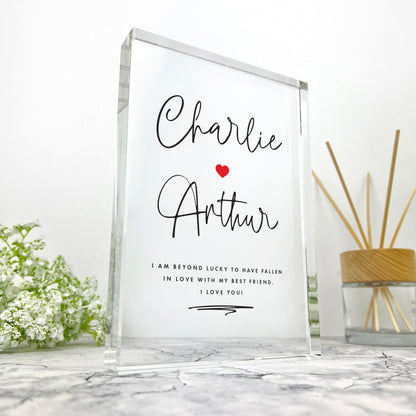 Personalised Couples Names Giant Crystal Block (19.5cm x 14cm)