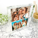 Personalised Large (19.5cm x 14cm) Freestanding Two Photos Crystal Block - Portrait