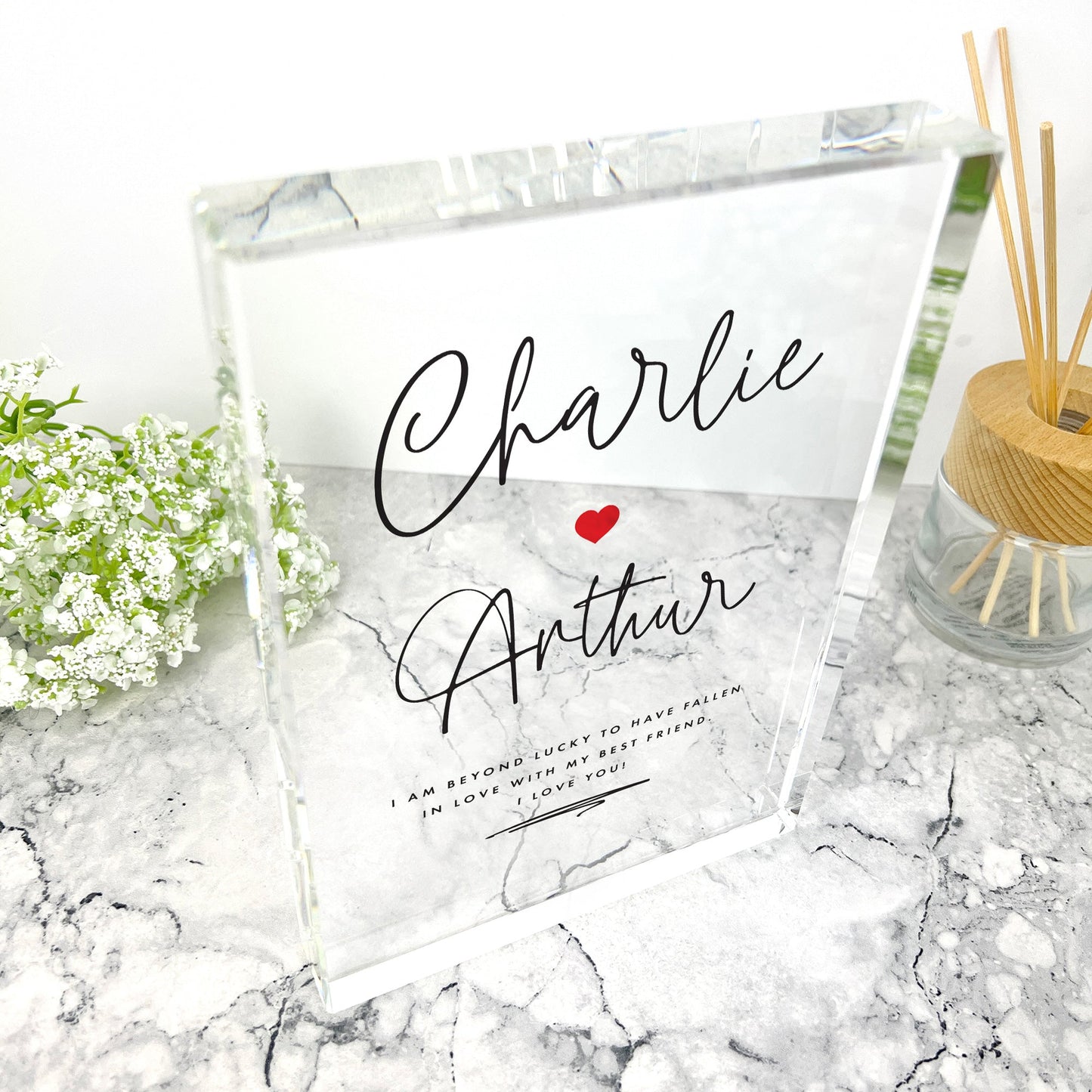 Personalised Couples Names Giant Crystal Block (19.5cm x 14cm)