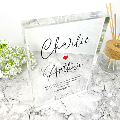 Personalised Couples Names Giant Crystal Block (19.5cm x 14cm)