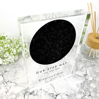 Personalised Freestanding Star Constellation Giant Crystal Block (19.5cm x 14cm)