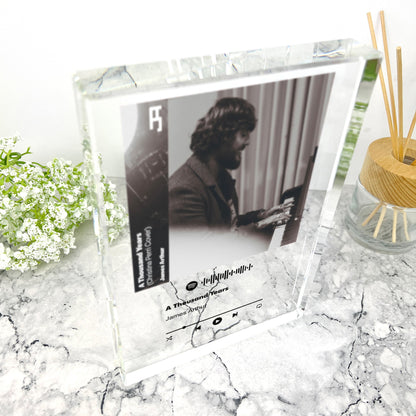 Personalised Freestanding Our Song Photo Giant Crystal Block (19.5cm x 14cm)
