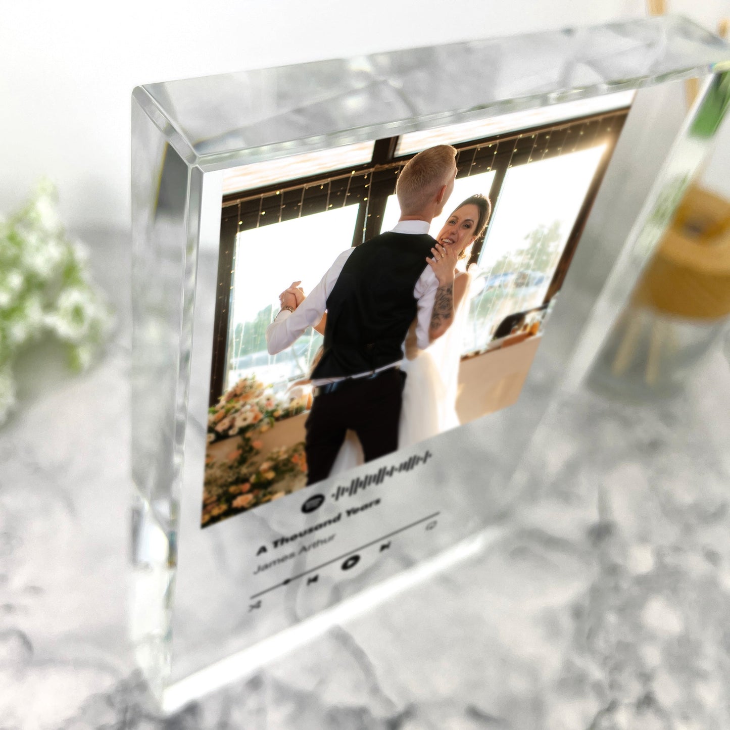 Personalised Freestanding Our Song Photo Giant Crystal Block (19.5cm x 14cm)