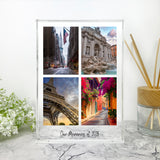 Personalised Large (19.5cm x 14cm) Freestanding Four Photo Grid Crystal Block - Portrait