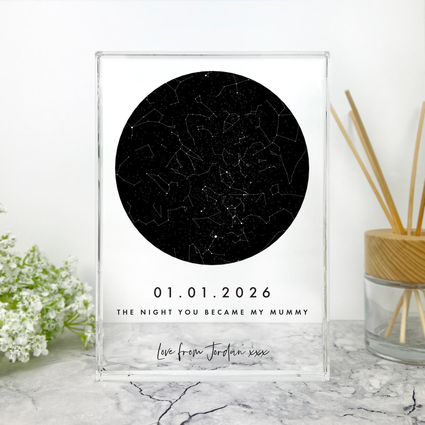 Personalised Freestanding Star Constellation Giant Crystal Block (19.5cm x 14cm)