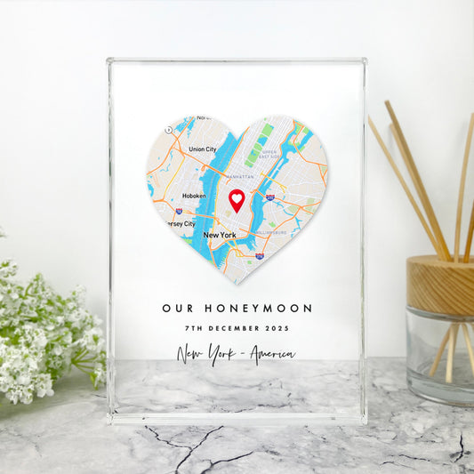 Personalised Heart Map Location Giant Crystal Block (19.5cm x 14cm)