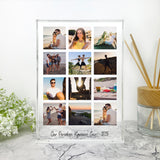 Personalised Large (19.5cm x 14cm) Freestanding Twelve Photo Grid Crystal Block - Portrait