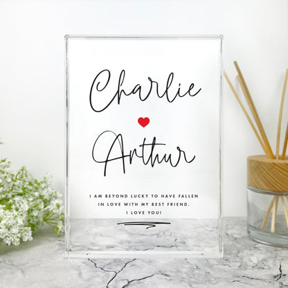 Personalised Couples Names Giant Crystal Block (19.5cm x 14cm)