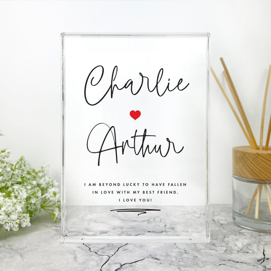 Personalised Couples Names Giant Crystal Block (19.5cm x 14cm)