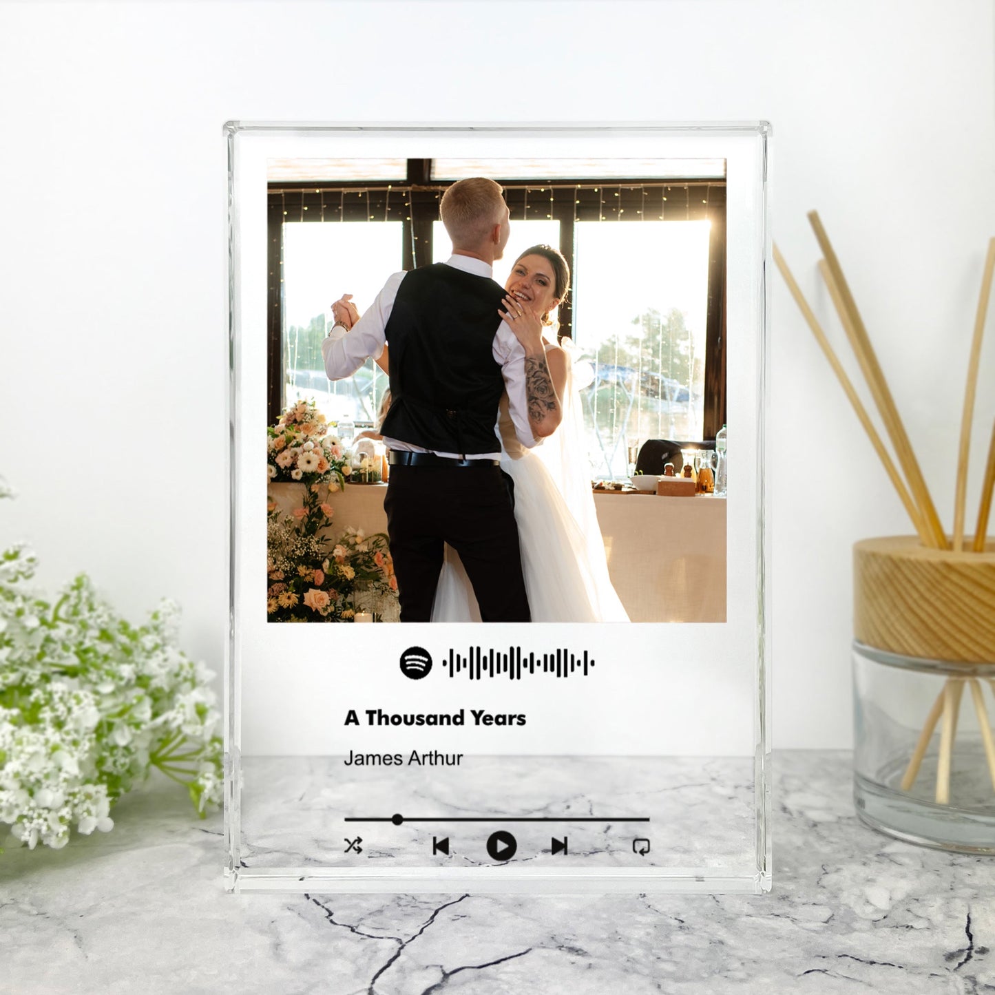 Personalised Freestanding Our Song Photo Giant Crystal Block (19.5cm x 14cm)