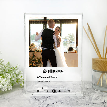 Personalised Freestanding Our Song Photo Giant Crystal Block (19.5cm x 14cm)