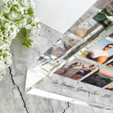 Personalised Large (19.5cm x 14cm) Freestanding Twelve Photo Grid Crystal Block - Portrait
