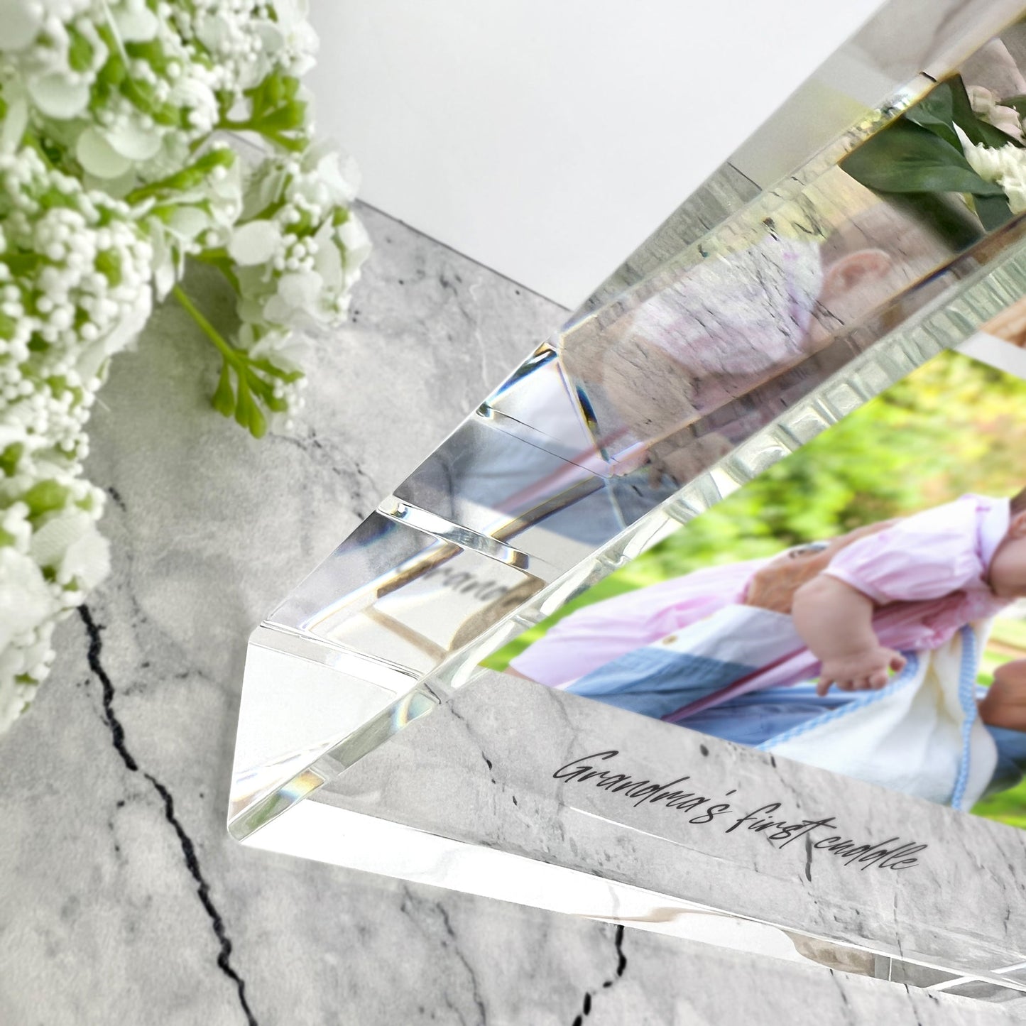 Personalised Large (19.5cm x 14cm) Freestanding Two Photos Giant Crystal Block - Portrait