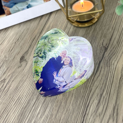 Personalised Photo Glass Heart Paperweight + Luxury Gift Box