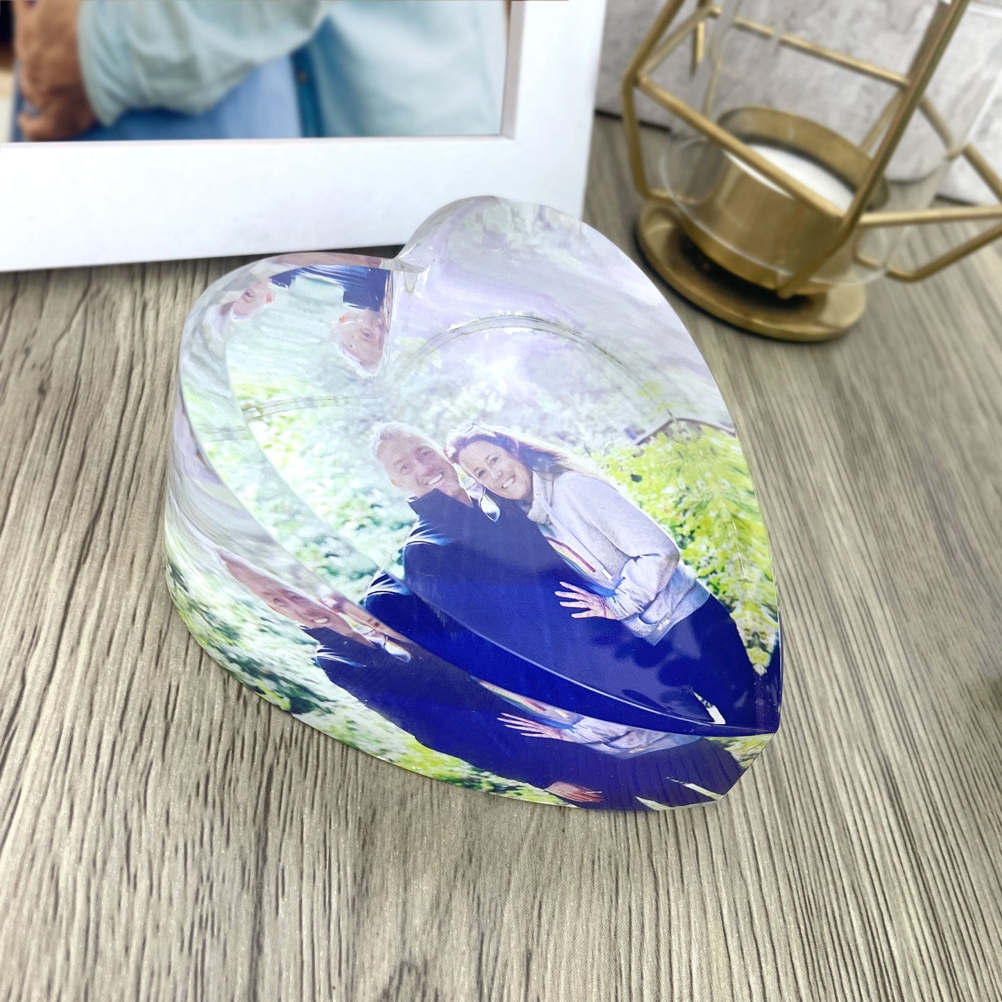 Personalised Photo Glass Heart Paperweight + Luxury Gift Box