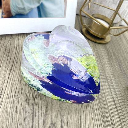 Personalised Photo Glass Heart Paperweight + Luxury Gift Box