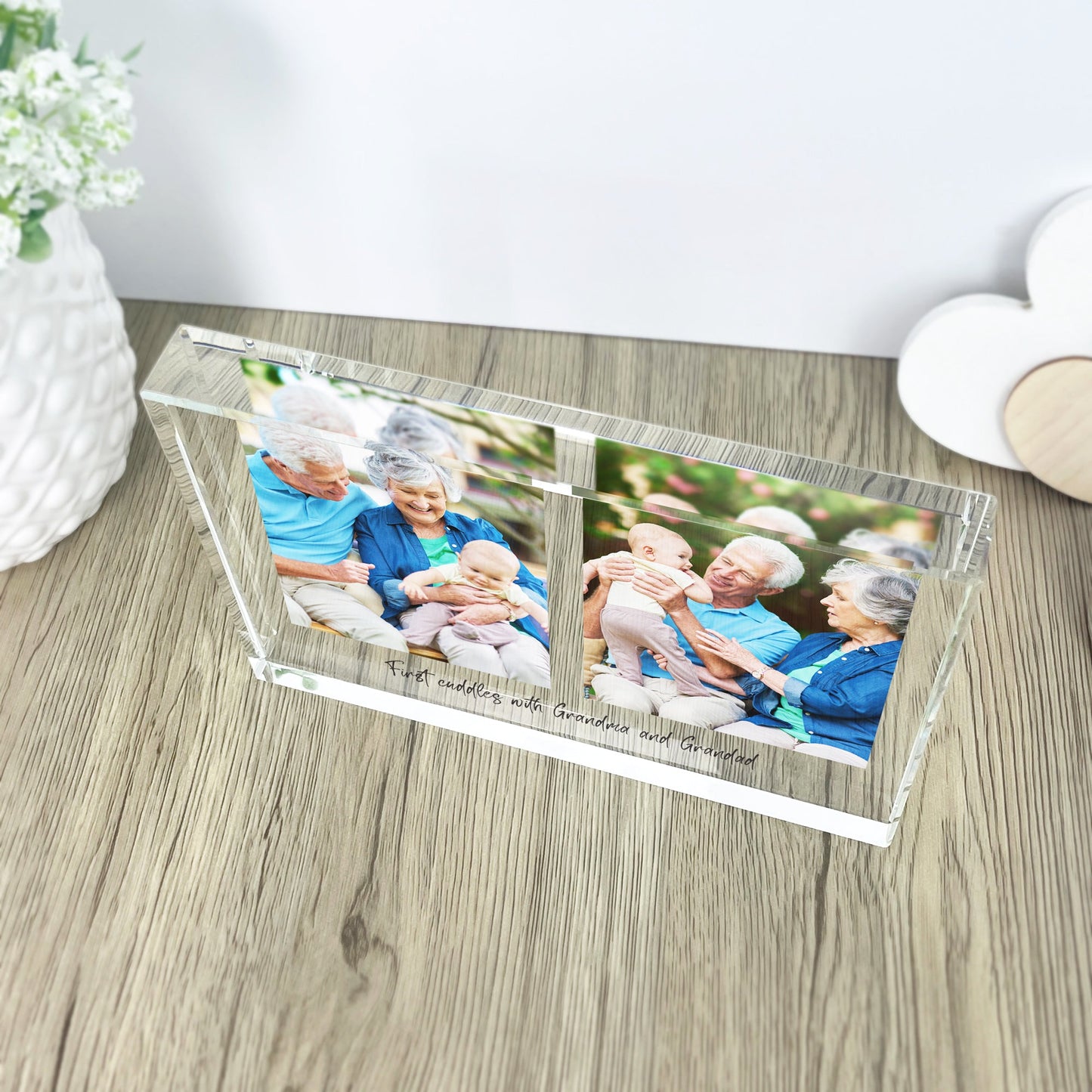 Personalised Freestanding Two Photo Giant Crystal Block (14cm x 19.5cm) - Landscape