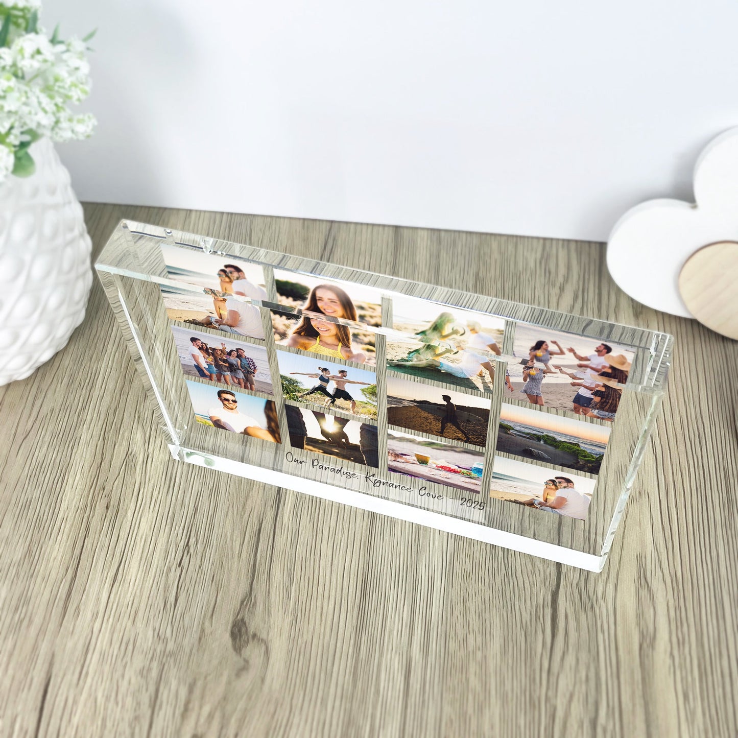 Personalised Freestanding Twelve Photo Giant Crystal Block (14cm x 19.5cm) - Landscape