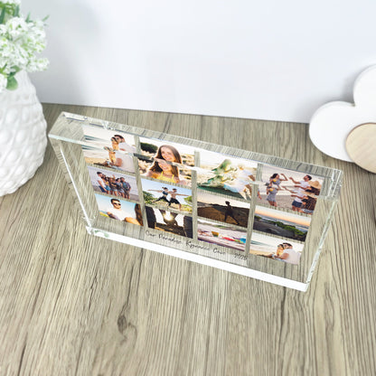 Personalised Freestanding Twelve Photo Giant Crystal Block (14cm x 19.5cm) - Landscape