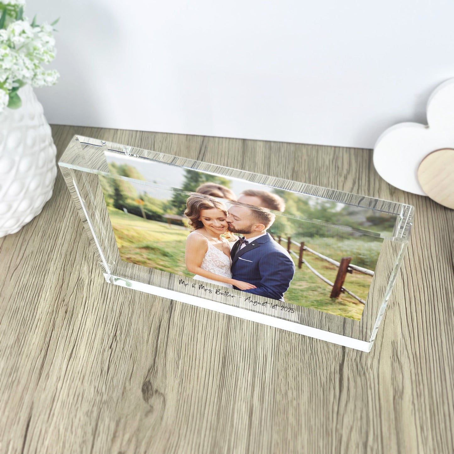 Personalised Freestanding One Photo Giant Crystal Block (14cm x 19.5cm) - Landscape