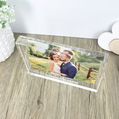 Personalised Freestanding One Photo Giant Crystal Block (14cm x 19.5cm) - Landscape