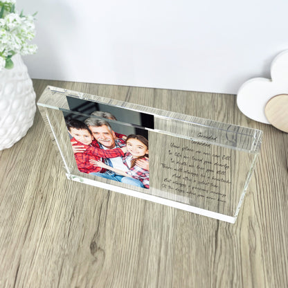 Personalised Freestanding One & Message Photo Giant Crystal Block (14cm x 19.5cm) - Landscape
