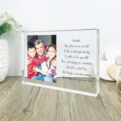 Personalised Freestanding One & Message Photo Giant Crystal Block (14cm x 19.5cm) - Landscape