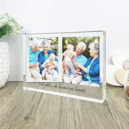 Personalised Freestanding Two Photo Giant Crystal Block (14cm x 19.5cm) - Landscape