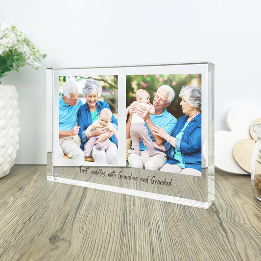 Personalised Freestanding Two Photo Giant Crystal Block (14cm x 19.5cm) - Landscape