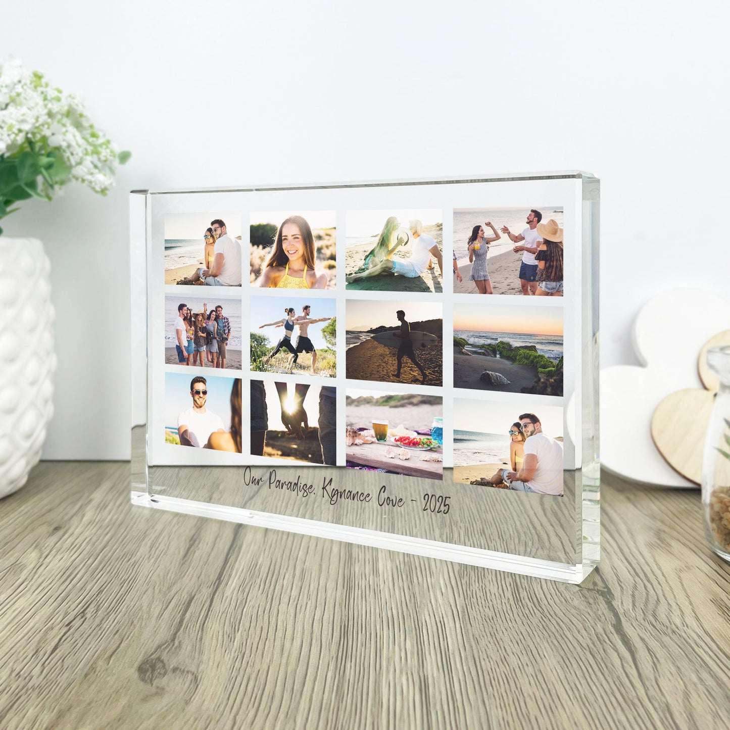 Personalised Freestanding Twelve Photo Giant Crystal Block (14cm x 19.5cm) - Landscape