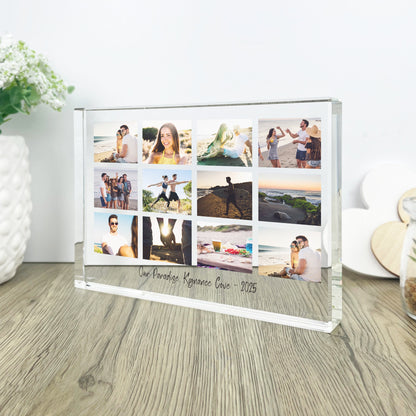 Personalised Freestanding Twelve Photo Giant Crystal Block (14cm x 19.5cm) - Landscape
