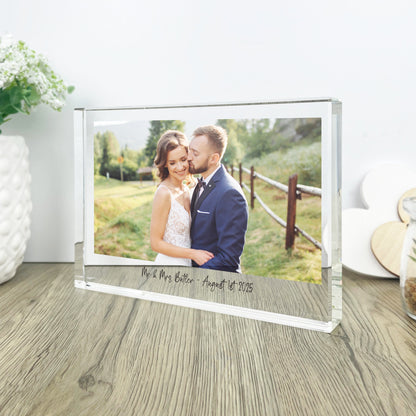 Personalised Freestanding One Photo Giant Crystal Block (14cm x 19.5cm) - Landscape